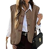 Tanakneo Womens Fuzzy Fleece Vest Sleeveless Button Down Fall Sherpa Jacket Winter Warm Old Money Outerwear with Pockets