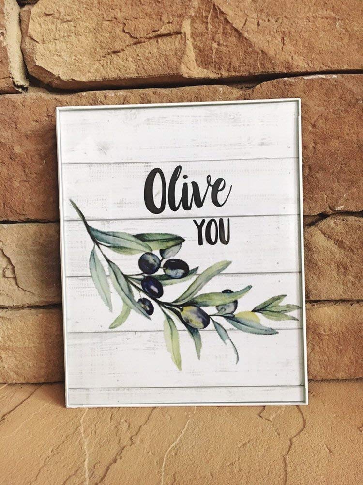 Dozili Wall Art Prints Vegetable Pun Art Funny Food Art Cute Kitchen Print Olive Sign