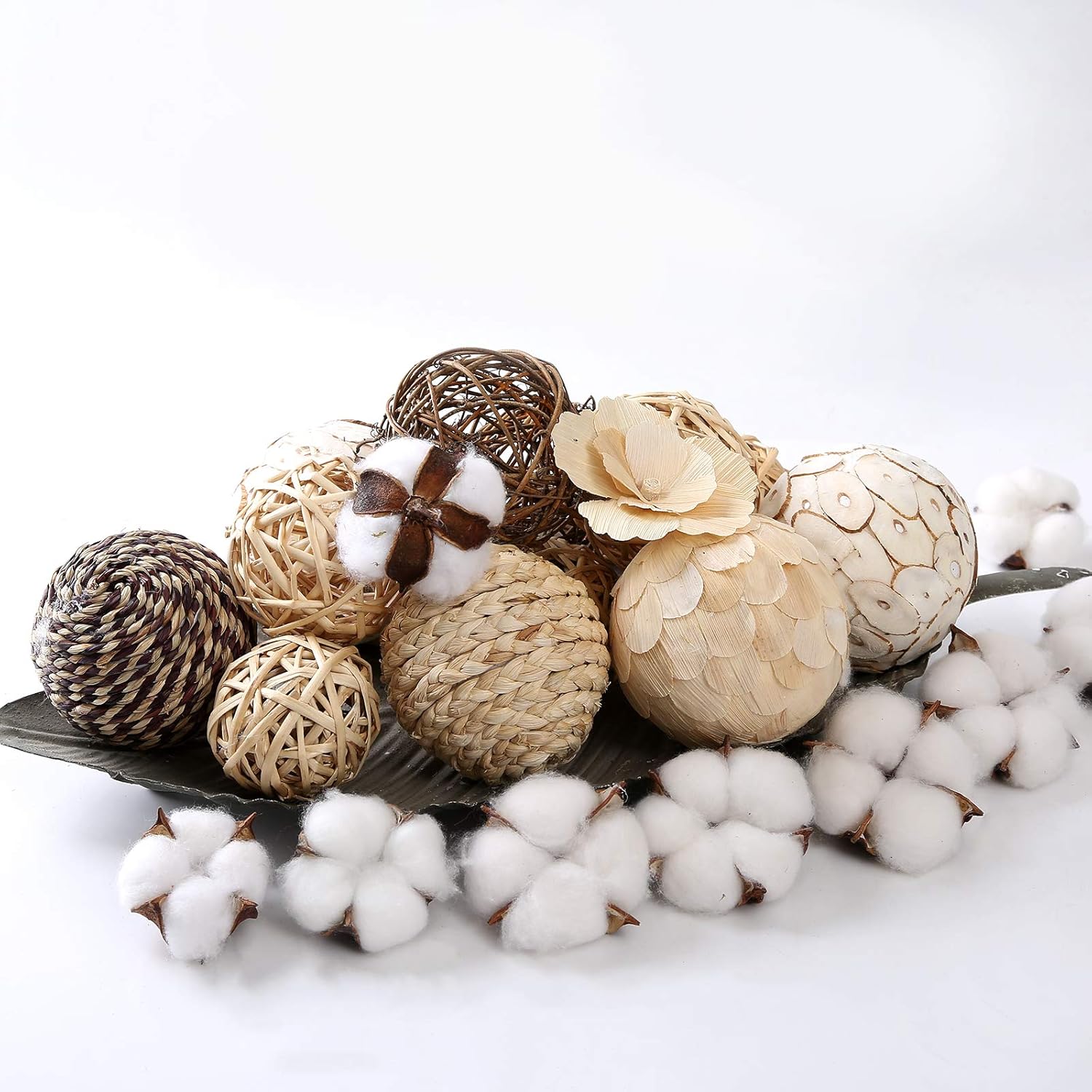 Ciroases Decorative Balls Assorted Spherical Rattan Twigs Wicker Balls Cotton for Bowl and Vase Filler Balls Spheres Orbs Filler Centerpiece Home Decor …: Home & Kitchen