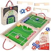 Nene Toys Wooden Soccer Board Game for Kids Ages 4+ &amp; Adults, Tabletop Game | Fast Sling Puck Game for 2 Players, 3 Interchangeable Bridges, Golden Discs, Folding Board, Travel Soccer Gift for Kids