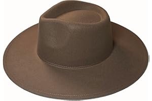 VERVE 8 Wide Brim Vegan Felt Rancher Hat - Women, Men, and Kids Fedora Style with Adjustable Inner Drawstring