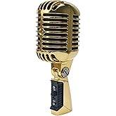 Vintage Retro Old School Microphone, Professional Classic Dynamic Wired Vocal Cardioid Mic For Karaoke Live Performance In-Studio Recording Singing Stage, Fashioned Metal Prop, XLR Cable Compatible