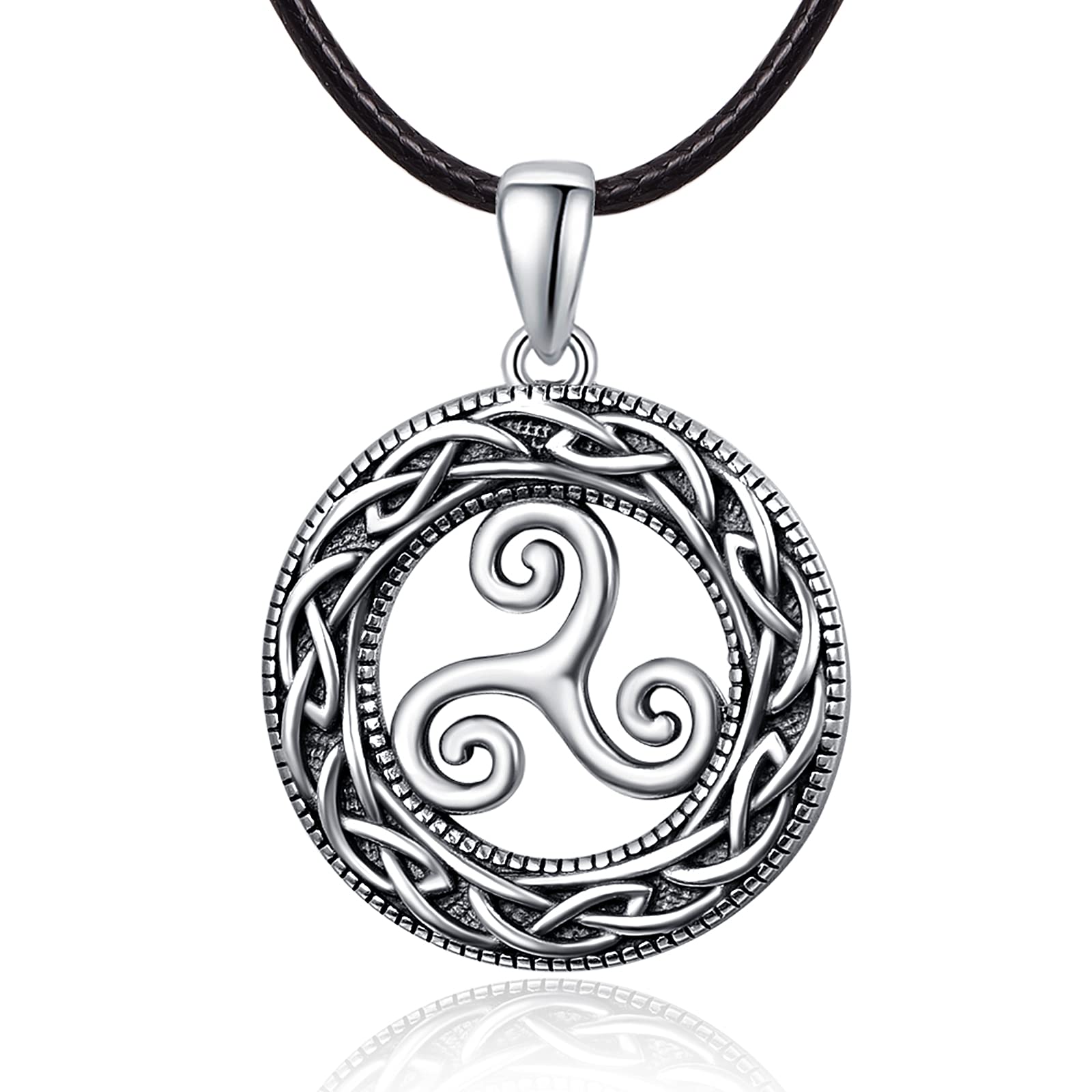 praymos Valentines Day Gifts for Him Triskele Necklace Celtic Necklace Irish Knot Pendant Necklace Jewelry Birthday Gift for Men