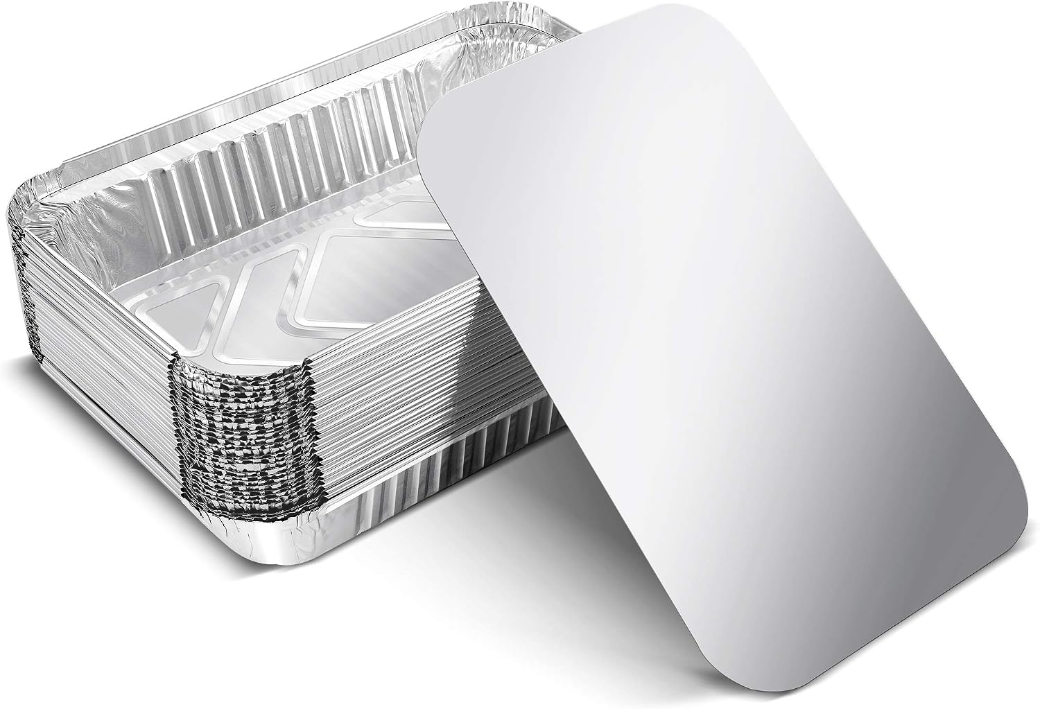 Lot De 30 Plateaux En Aluminium Jetables – 21x14x4,5 Cm – Pour Cuisson, Congélation, Transport Alimentaire (ne Va Pas Au Micro-ondes)