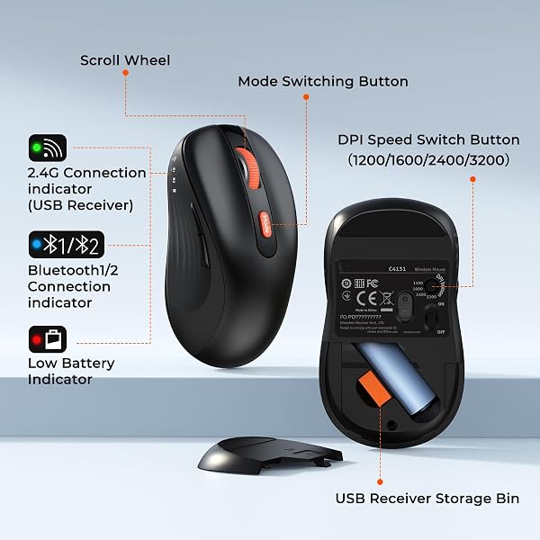 BLUETOOTH KEYBOARD AND MOUSE, 2.4G + DUAL BLUETOOTH MULTI DEVICE, FULL SIZE SILENT ERGONOMIC KEYBOARD WITH 4 LEVEL DPI ADJUSTABLE WIRELESS MOUSE FOR WINDOWS, MAC OS DESKTOP/LAPTOP/PC