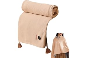 Portable Heated Blanket Shawl Wrap for Women, 60×31-inch USB Electric Blanket, 15-Second Rapid Heating Women's Wearable Elect