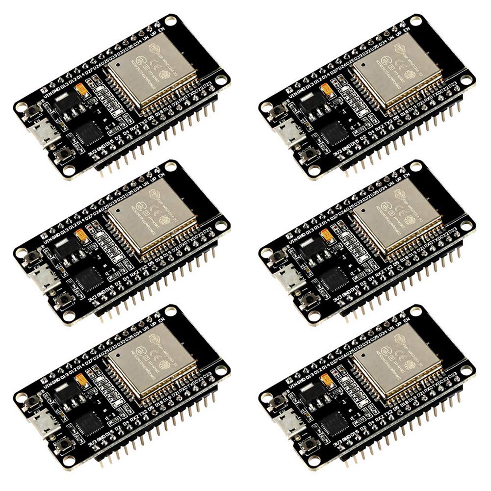 ESP32 ESP-32S Development Board 2.4 GHz Dual Core WLAN WiFi + Bluetooth 2-In-1 Microcontroller ESP-WROOM-32 Chip CP2102 for Arduino (6PCS)