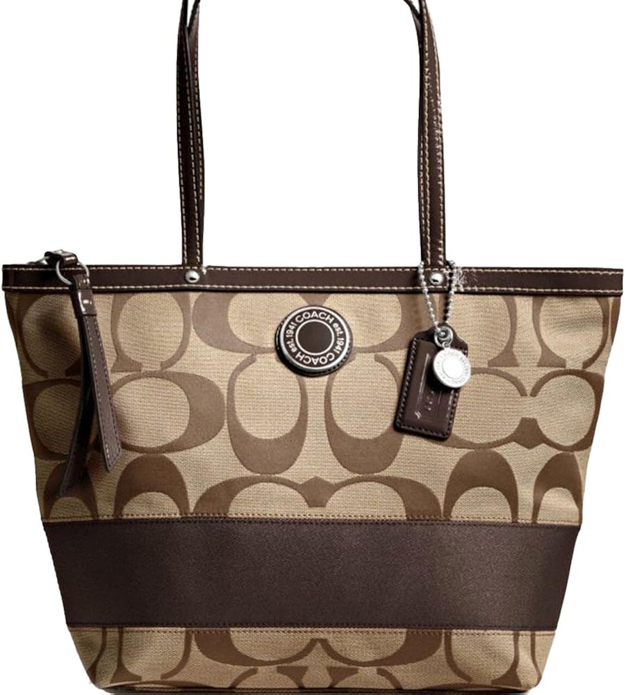coach signature stripe tote
