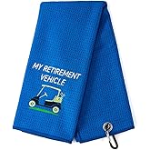 DYJYBMY My Retirement Vehicle Funny Golf Towel, Embroidered Golf Towels for Golf Bags with Clip, Golf Gifts for Men, Birthday Gifts for Golf Fan, Golf Joke, Retirement Gift for Men Women