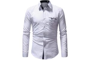 F_GOTAL MENS SHIRT Shirts for Men, Spring Autumn Casual Formal Polka Dot Slim Fit Long Sleeve Dress Shirt Top Blouse Pullover Sweatshirts