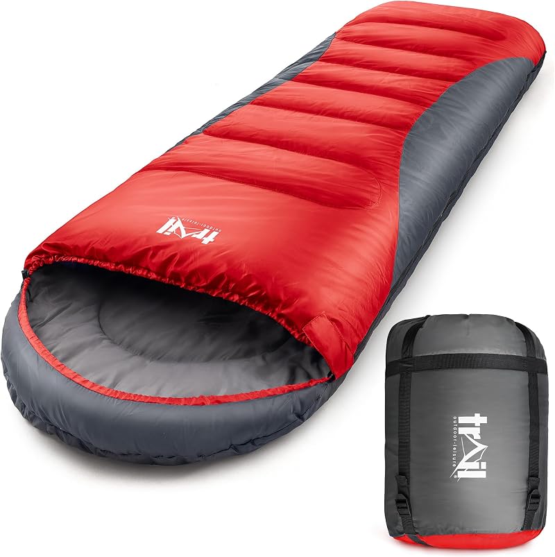 Trail Alpine 400 Hooded Sleeping Bag Red 0C -10C 4 Season Camping