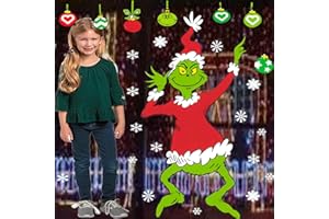 SANYI Christmas Decoration,3FT Christmas Window Clings Stickers for Wall,Door,Glass,Refrigerator, Wardrobe, Xmas Decals Decorations Holiday Snowflake Decals for Party