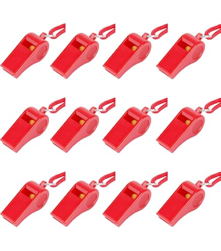 Hipat Whistle, 6 Pack Stainless Steel Sports Whistles With Lanyard, Loud Crisp Sound Whistles