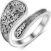 TYSO Tree of Life/Rose/Sunflower/Bee Spoon Ring 925 Sterling Silver Adjustable Thumb Rings Birthday Jewelry Gifts for Women