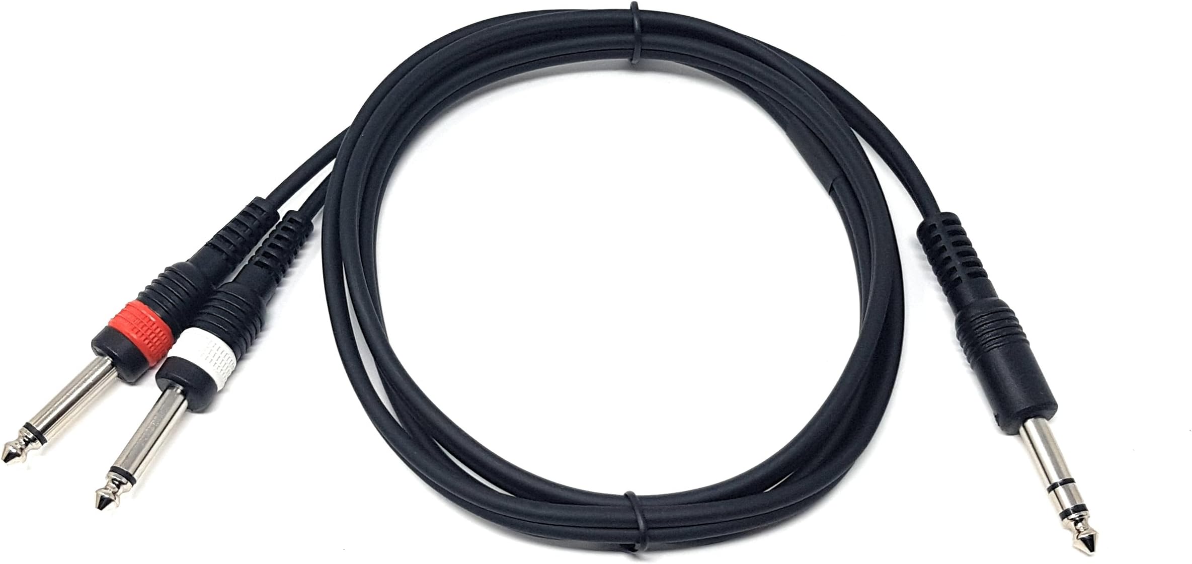 Maincore 1.5m long Stereo 6.35mm 1/4 Jack to 2 x 6.35mm Twin Mono Jacks Y Cable Lead Converter/Extender Splitter Cord (Available in 0.30m, 1.50m, 3m, 6m) (1.5m)