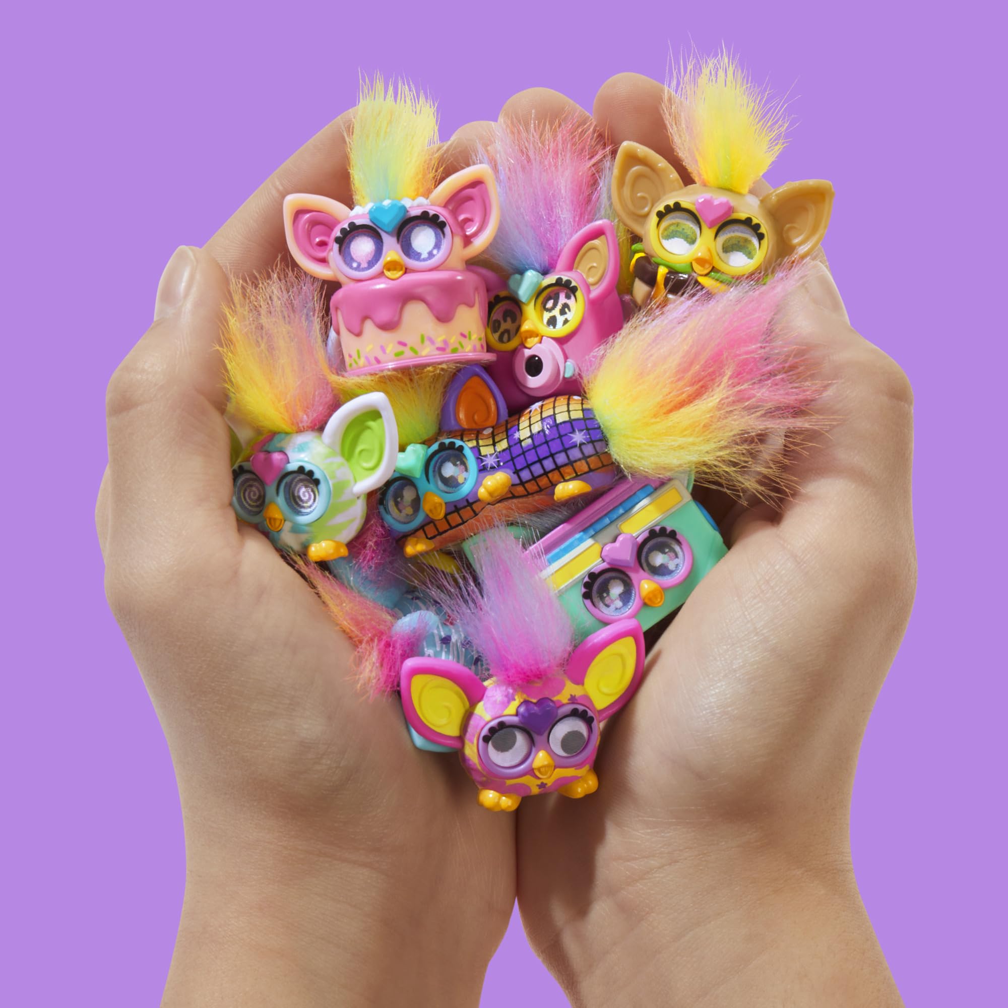 Furby Minis 12 Pack of Tiny Toy Figures, 1 Inch Collectibles, Series 1, Party & Play Food Themes, Christmas Stocking Stuffer Gifts, Ages 5+ (Amazon Exclusive)