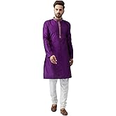 Sojanya (Since 1958 Men'S Teal Silk Blend Kurta Churidar Pyjama Set