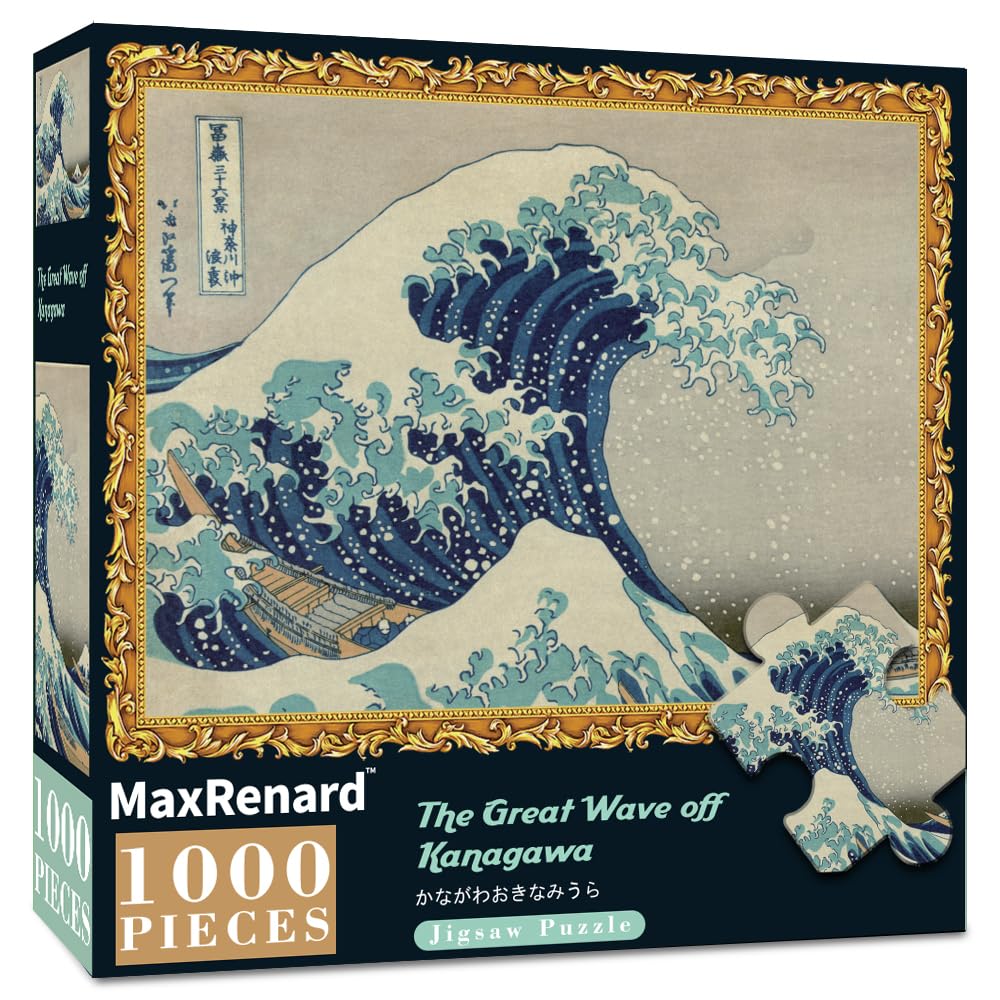 Photo 1 of MaxRenard Game 1000 Pieces Jigsaw Puzzle for Adult Fine Art Collection Toy The Great Wave Off Kanagawa Puzzle
