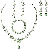 Landical Wedding Jewelry Set for Women Bridal Bridesmaid Accessories Necklace Bracelet Earrings for Party