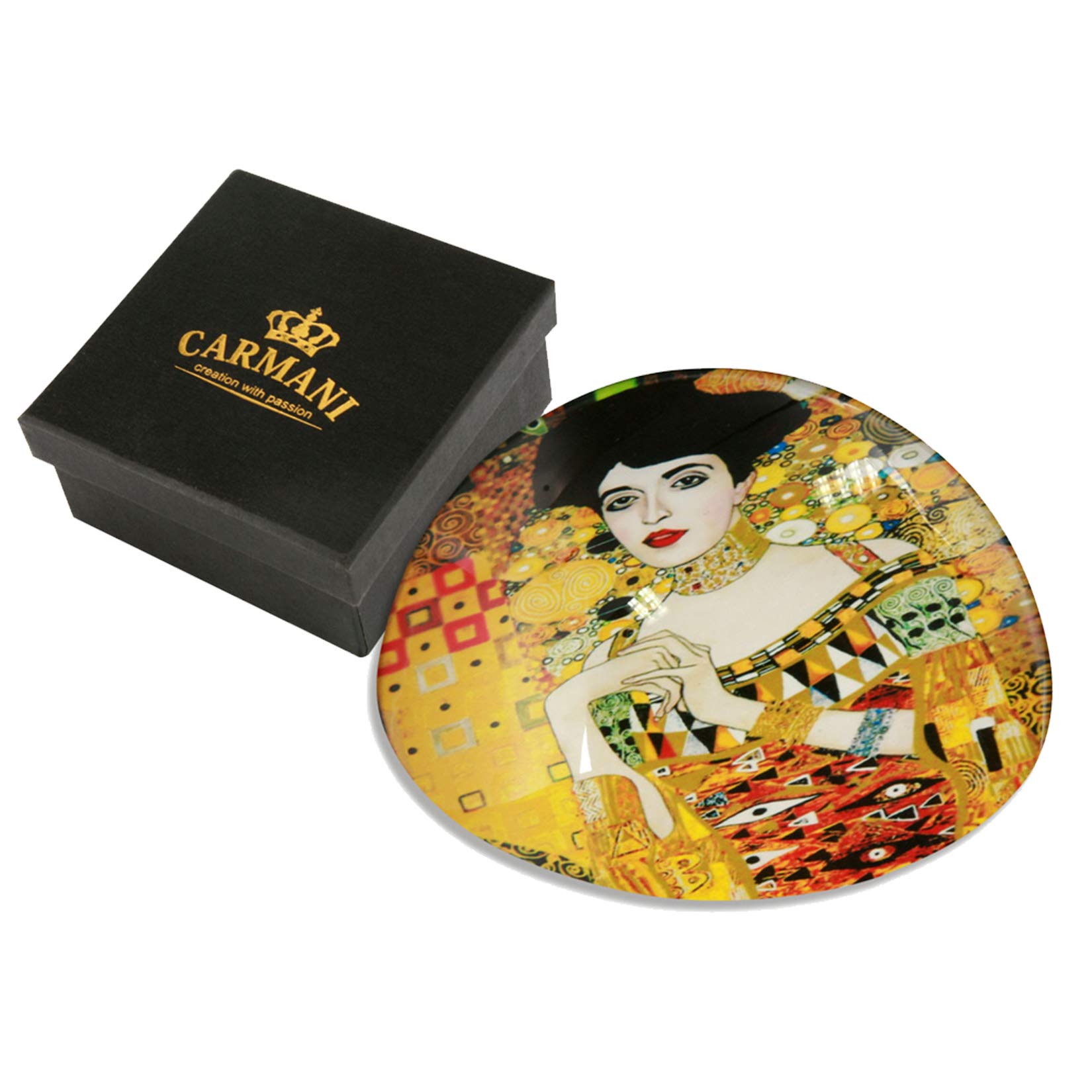 Hemisphere shaped Clear Bookend with 'The Kiss' Gustav Klimt