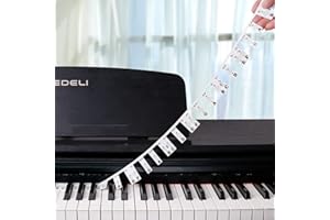 MUCIORELY Piano Keyboard Stickers, Full-Size Piano Rake Key Labels Overlay Removable for Beginners Kids (88 Full Keys - Silicone)