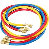 3Pcs R134a AC Manifold Gauge Hose Kit 60 Inch | 1/4" SAE HVAC Hose,5Ft A/C Charging Hose,600 PSI Working Pressure 3000 PSI Burst Pressure,Fit for R134A R404A R12 R502