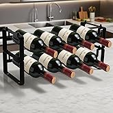 STAEVER Small Wine Rack for 8 Bottles – Expandable & Stackable Metal Wine Rack for Cabinet, Countertop, Floor, or Small Spaces – Compact Wine Storage Shelf for Kitchen, Bar, or Pantry (2 Tier, Black)