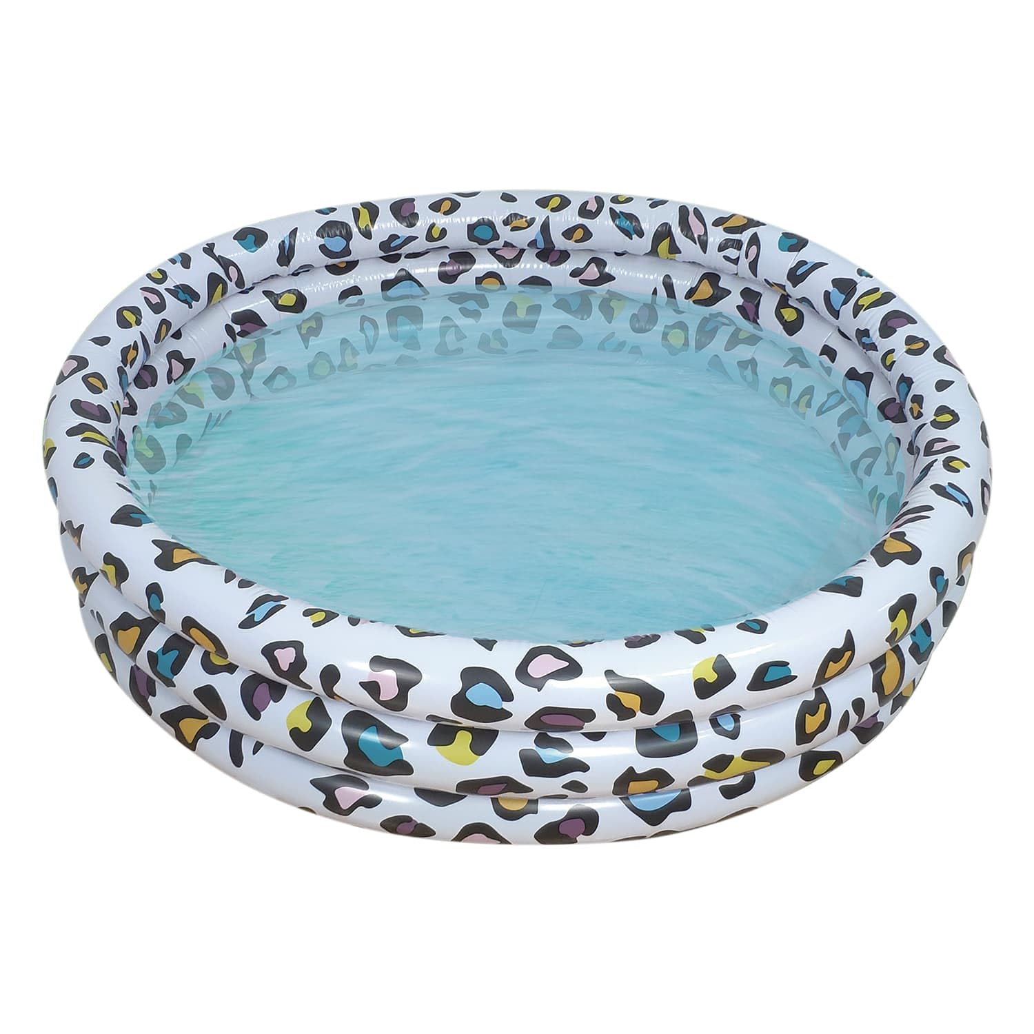 CKB LTD Kids Inflatable Leopard Print Paddling Pool for Toddler Children Circular 110cm Width, 27cm Height, Ages 2+