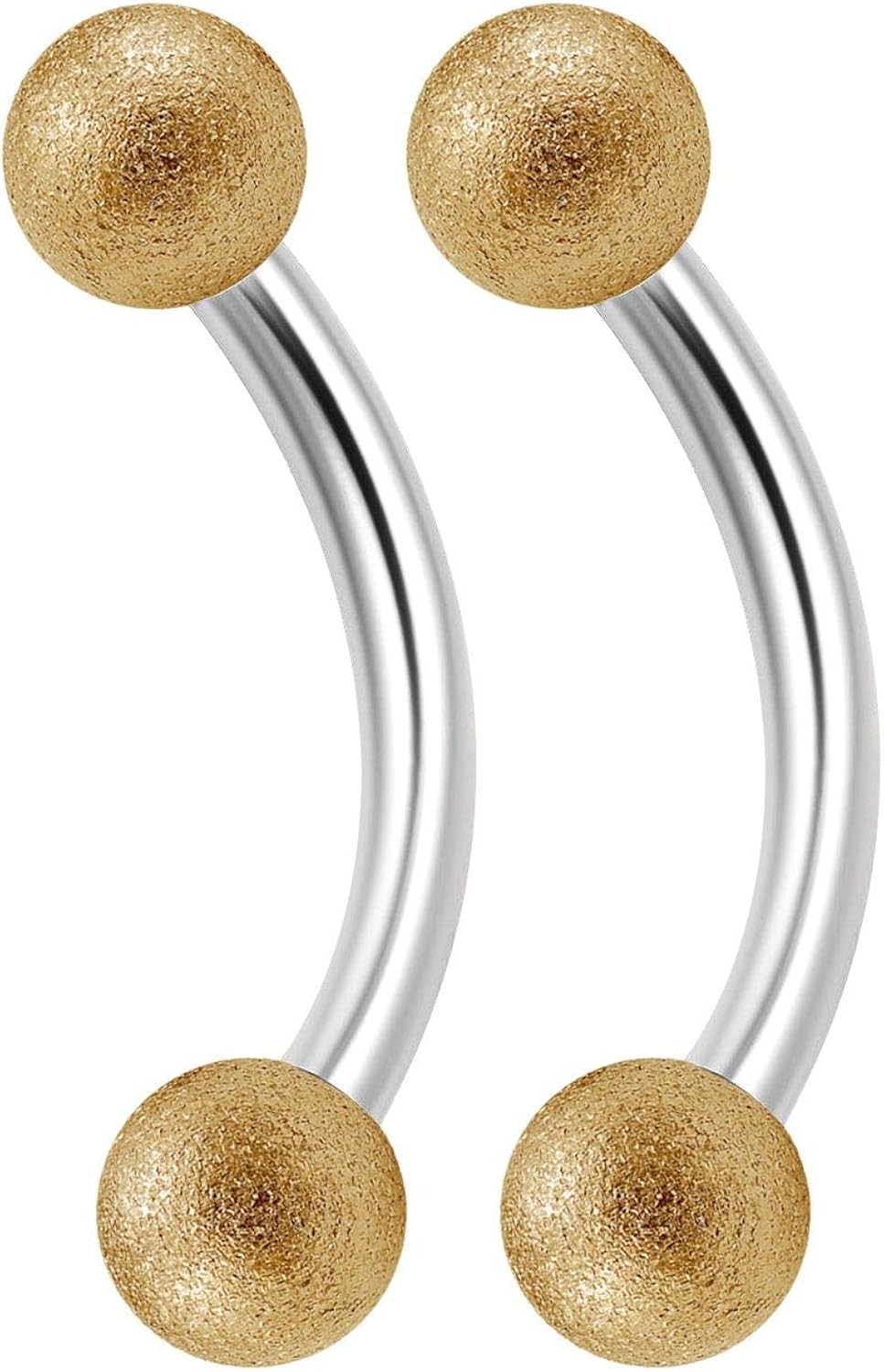 2PCS Stainless Steel Curved Barbell 16 gauge 5/16 8mm Anodized Frosted