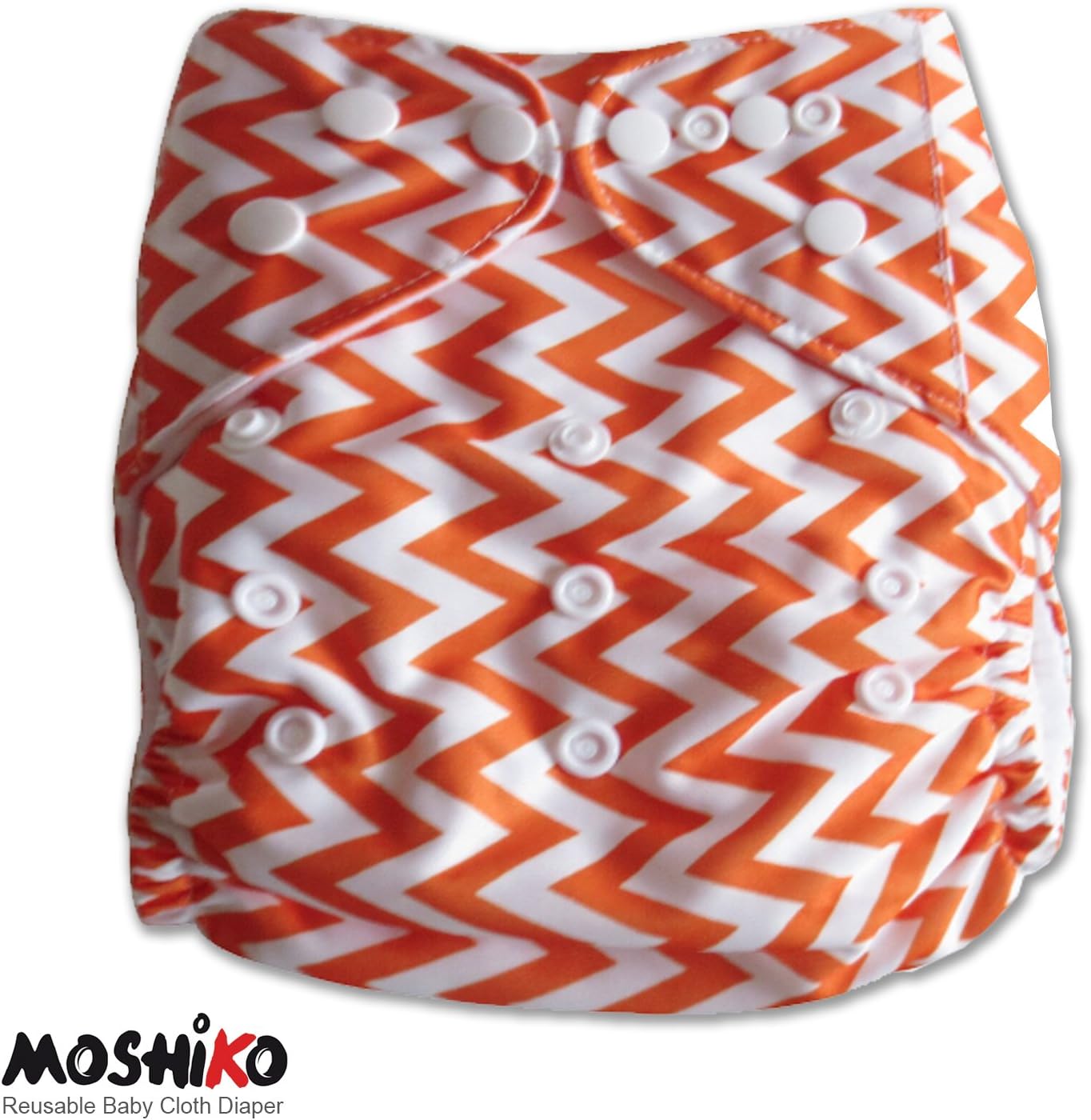 Reusable and Washable Pocket Baby Cloth Diaper Nappy by Moshiko (1 Diaper Cover + 1 FREE Insert) - All in One Size with Adjustable Snaps Fits Babies from Newborn thru Toddlers!