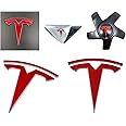 Logo Decal Overlay Stickers for Tesla Model 3 (2017 to 2023), Standard Wrap, 11-pc Set (Gloss Red)
