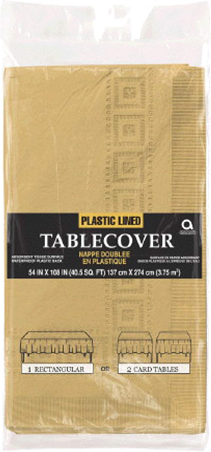 amscan Gold Paper Table Cover 1.37m x 2.74m-1 Pc