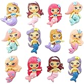 Honbay 12PCS Cute Mermaid Flatback Resin Charms Small Mermaid Slime Charms Ocean Theme Resin Embellishments Cartoon Mermaid Girl Resin Cabochons Crafts Decoration Accessories - 6 Styles