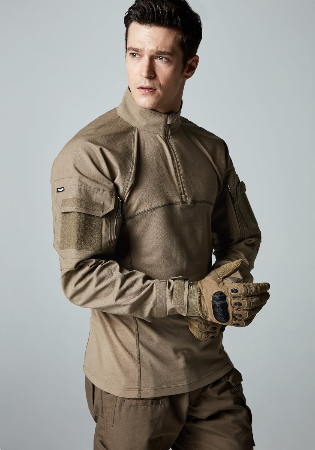 CQR Men's Combat Shirt Tactical 1/4 Zip Assault Long Sleeve Military BDU Shirts Camo EDC Top: Clothing