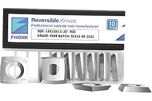 FHONK 15mm Arc-edge Square Carbide Inserts Cutters, for Woodturning Replacement Cutter Knives, Fits Spiral, Helical Planer Cutter, Wood Lathe Turning Tool, 10-Pack (15x15x2.5-30° R50)