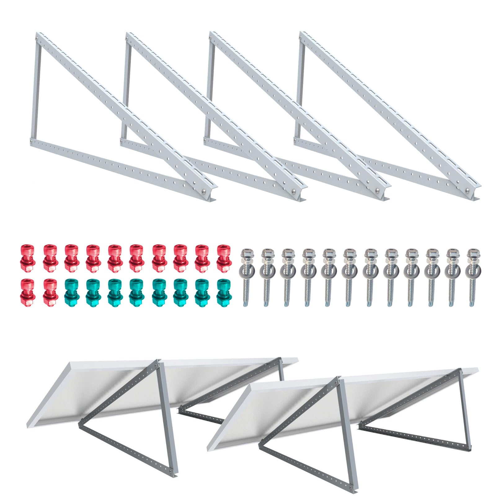 4x Solarmodul Halterung 1180mm Set Profil 40x28x3! für 2 Solarpanels Solarmodul Flachdach Aufständerung Photovoltaik Universal Balkonkraftwerk Robuste Wand Flachdachmontage, Wetterbeständig, PV Module 3