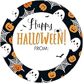 Anwyll Happy Halloween Stickers - Halloween from Name Gift Stickers 60Pcs 2Inch Halloweens Envelope Seal Label Sticker Self Adhesive Spooky Ghost Bat Spider Pumpkin Sticker for Goodie Bags Party Decor
