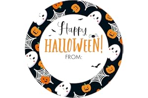Anwyll Happy Halloween Stickers - Halloween from Name Gift Stickers 60Pcs 2Inch Halloweens Envelope Seal Label Sticker Self Adhesive Spooky Ghost Bat Spider Pumpkin Sticker for Goodie Bags Party Decor
