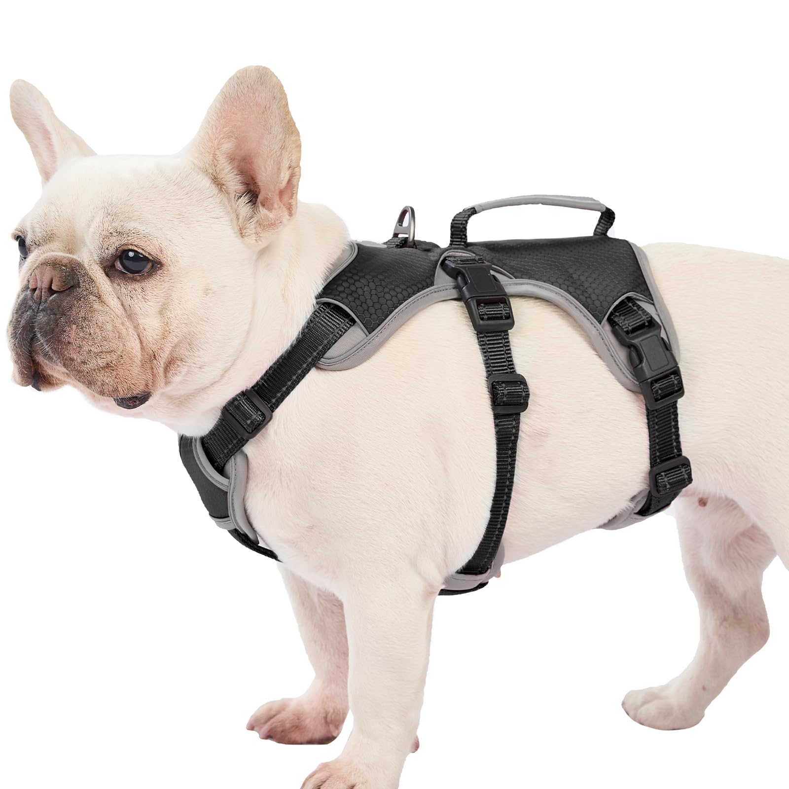 Huntboo Medium Escape Proof Dog Harness with Handle, Reflective, Adjustable, Breathable Vest for Small to Large Dogs, Walking, Training, Running (Black, M) — image 1