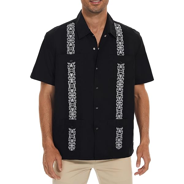 Amazon.com: MAXJON Men's Short Sleeve Cuban Guayabera Shirts Full