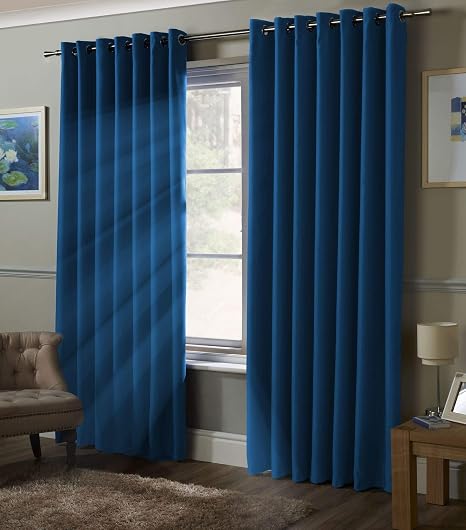 MH Distributions Luxury Thermal Blackout Curtains Pair Eyelet Ring Top