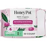 The Honey Pot Company - Perimenopause - Long Panty Liners for Women | Harmonizing Herbs of Black Cohosh, Clary Sage, Red Clover - Organic Cotton Cover - Feminine Care - 30ct