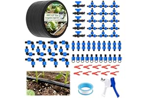 500FT 5/8 Inch Drip Tape Irrigation Kit, Kalolary 16 Mil Reinforced PE Flat Drips Tubing 6" Spacing Roll Landscape Garden Hos
