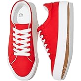 Rominz Women's White Canvas Sneakers Black Casual Non Slip Shoes Lightweight Comfortable Walking Shoes for Women