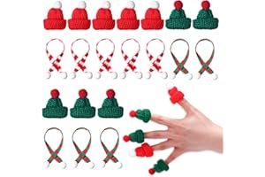 NUOBISHI 20 Pcs Mini Santa Hats & Scarves, Christmas Knit Snowman Doll Hat Decor, DIY Xmas Ornaments for Tree, Wine Bottle, Gift Craft Decoration