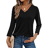 AIZHINENG 3/4 Length Sleeve Womens Tops Lace V Neck Tops Dressy Casual Ladies Blouses Shirts Fashion Clothing 2026