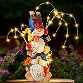 Congliulin Gnomes Decorations for Yard, Triple Stacked with DIY Firework Lights, Solar Garden Gnome Outdoor Decor Statue for Patio Lawn, Mothers Day Birthday Gift for Mom Grandma (11.5in)