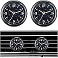 Dickno 2 PCS Stick on Dashboard Car Clock, Mini Tiny Analog Quartz Luminous Air Vent Clocks, Self Adhesive Automotive Vent Clocks Watch, Vehicle Clock for Dashboard Decoration (Black+Black)