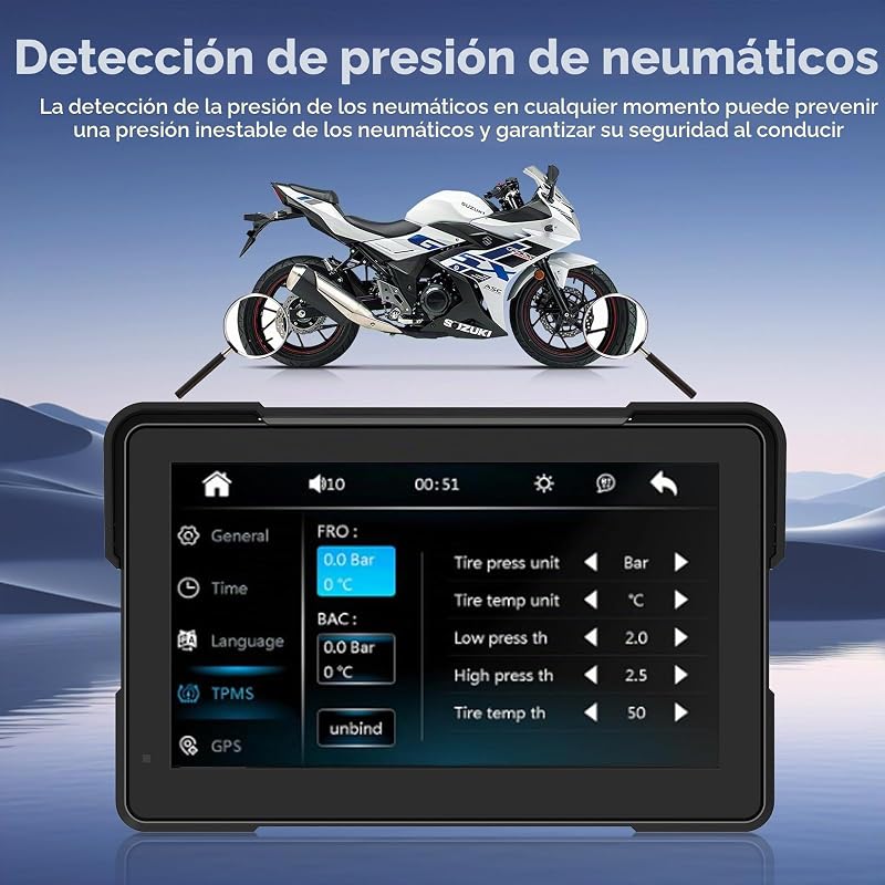 Pantalla CarPlay Moto 7", IPX67, Android Auto &Carplay, Compatible con TPMS — foto 5 de 6