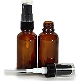 Vivaplex, Amber, 1 oz Glass Bottles, with Black Fine Mist Sprayers - 2 pack